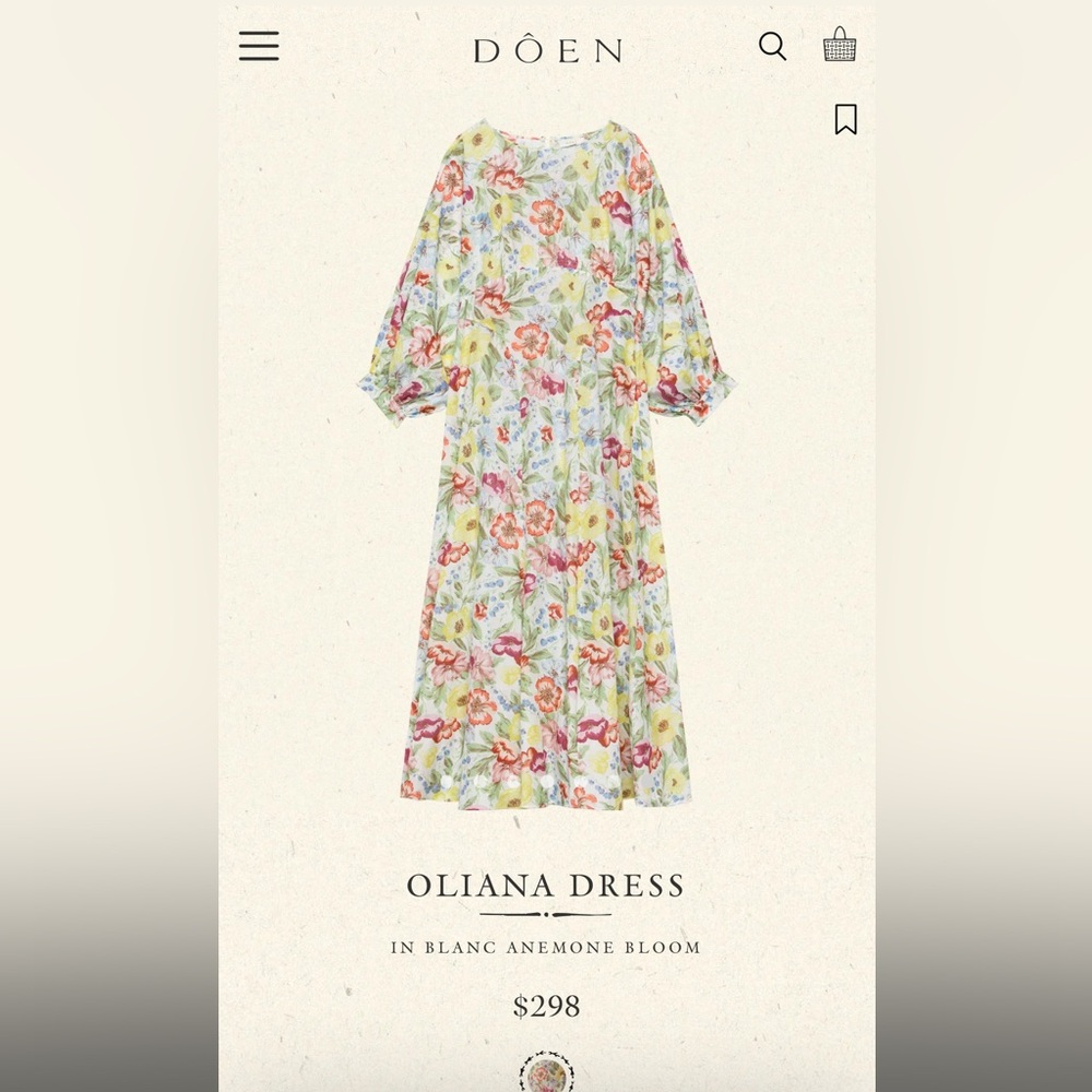 FLASH SALE! NWT BRAND NEW DÔEN OLIANA DRESS
IN BLANC ANEMONE BLOOM in XS!